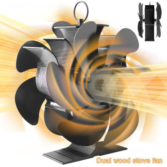 Dual-Sided 12-Blade Heat Powered Wood Stove Fan