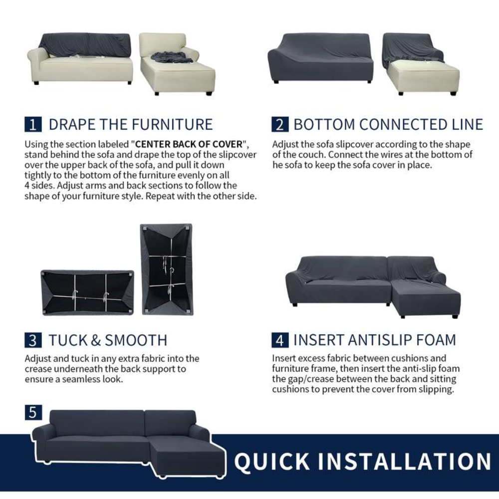 Spandex Non-Slip LShape Sofa Cover