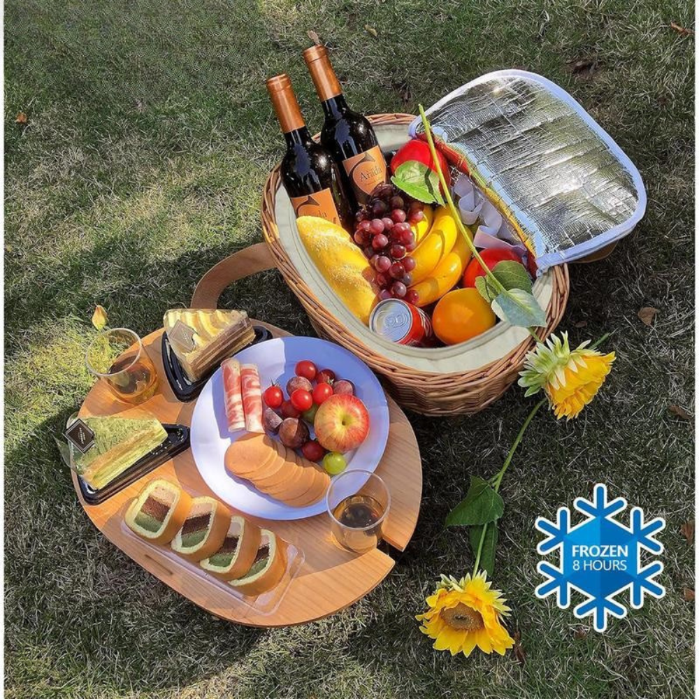 Insulated Wicker Picnic Basket Kit