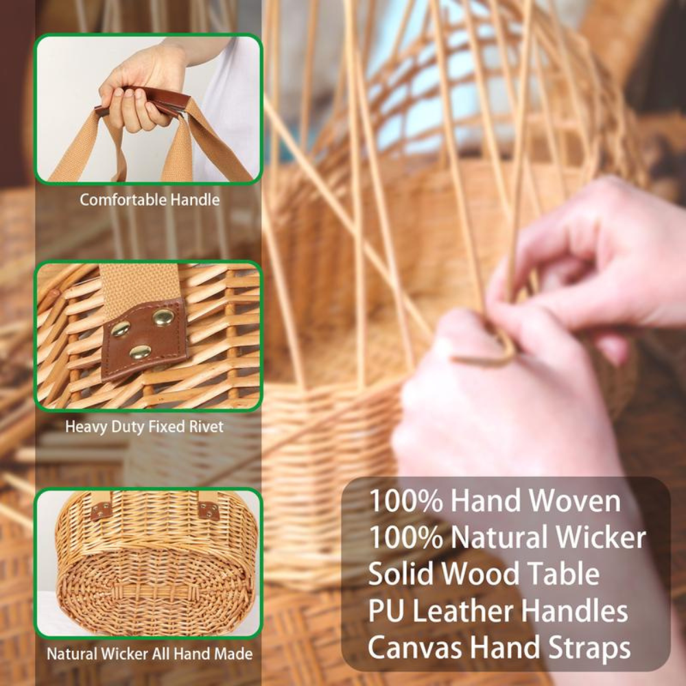 Insulated Wicker Picnic Basket Kit