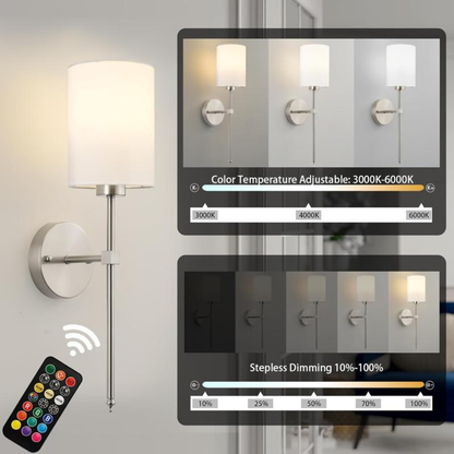 2-Piece Rechargeable Wall Lamp Set