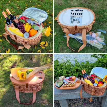 Insulated Wicker Picnic Basket Kit